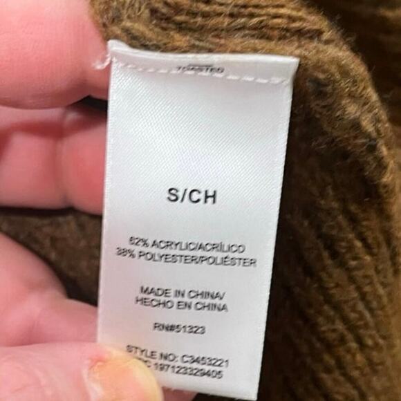 Vince Camuto Womens Cropped Cable Knit Sweater High Neck Pullover Brown Size S - Picture 2 of 4